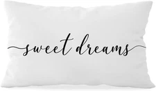 White Decorative Pillow Covers, Decorative Pillows for Bed, Sweet Dreams Pillow 