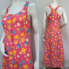 Vintage 80/90's Carol Anderson Pink Floral Rayon Button Front DRESS - Size S/M