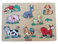 Holzpuzzle Bauernhoftiere Beeboo Steckpuzzle 8 Teile Kinder Lernspielzeug