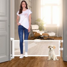 14" H Short Dog Gate - Pet Gates Puppy Gate, Mesh Retractable Step Over Pet F...