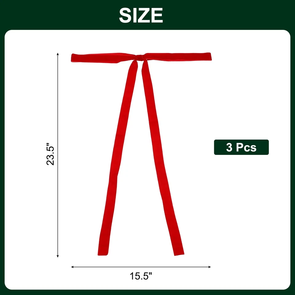 3 piezas arcos preatados arcos de cinta de satén 23,5 x 15,5" lazos torcidos arcos de regalo rojos Foto 2 de 4