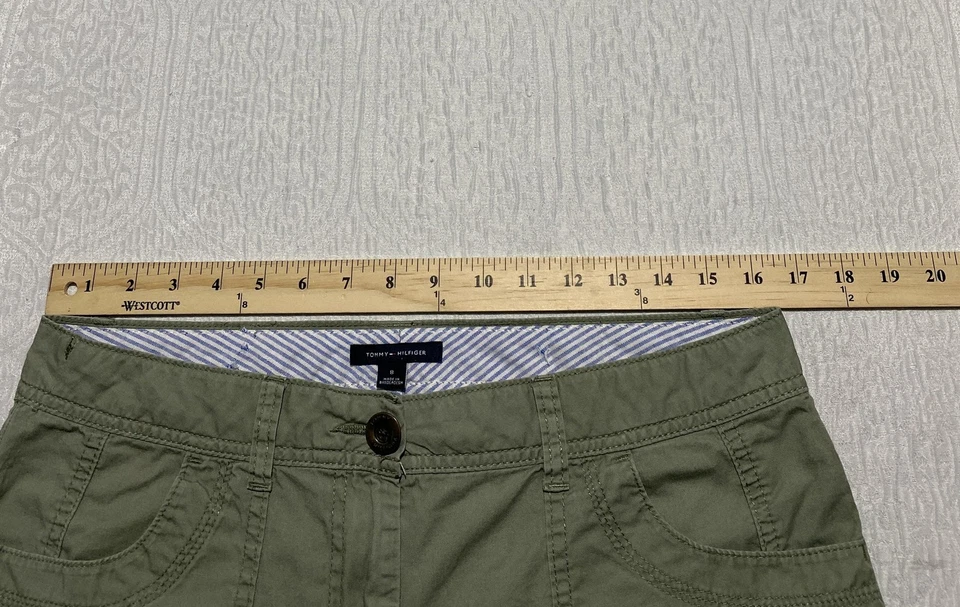 Tommy Hilfiger 工装裤女式 8 绿色实用口袋直筒户外 — 第 3/4 张图片