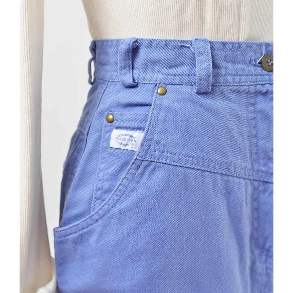 Minifalda vaquera lápiz ajustada vintage años 90 azul con canesú cosido cintura XS S Foto 4 de 4