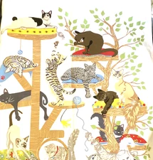 Ulster Weavers Cat Tree Print Cotton Tea Towel 19" X 29" Kitchen Decor Brand NWT