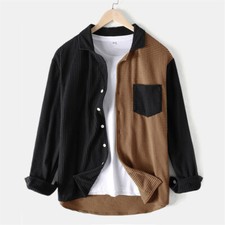 Camicia Giacca In Corda Da Uomo Patchwork Con Collo Asimmetrico Fit Relaxed