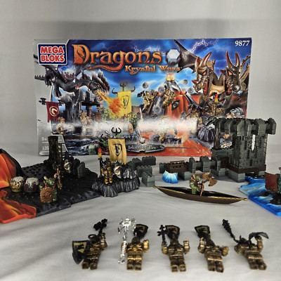 Mega Bloks Dragons Krystal Wars, Island of Fire, #9877 w Dragons, Incomplete Set