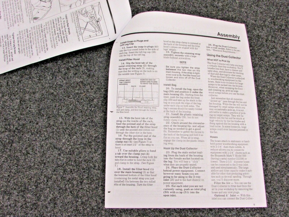 SHOPSMITH DUST COLLECTOR OWNER'S MANUAL, No. 330002 eBay
