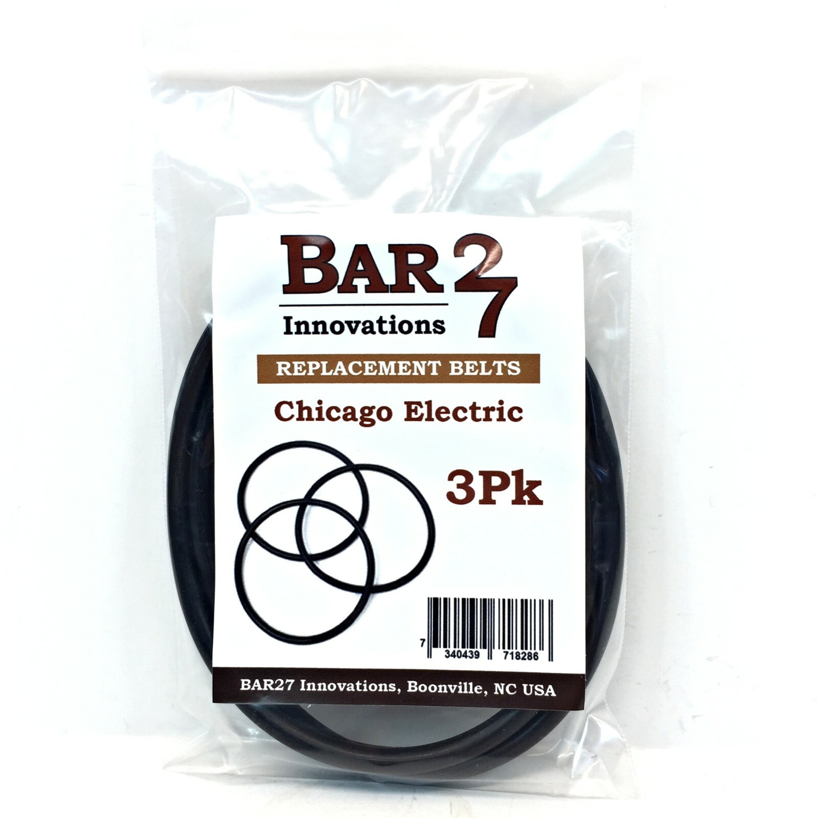 3 Pack Replacement Drive Belt Chicago Electric Rock Tumbler 93835 65840