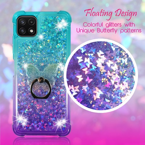 For Boost Mobile Celero 5G, Liquid Glitter Bling Case Cover Phone Ring Stand - Picture 8 of 10