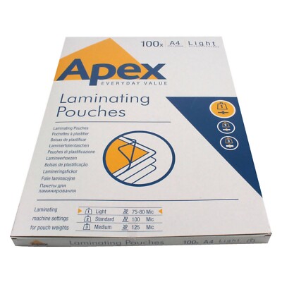 Fellowes Apex Light Duty A4 Laminierfolien 150 Mikron transparent (100er Pack) 60