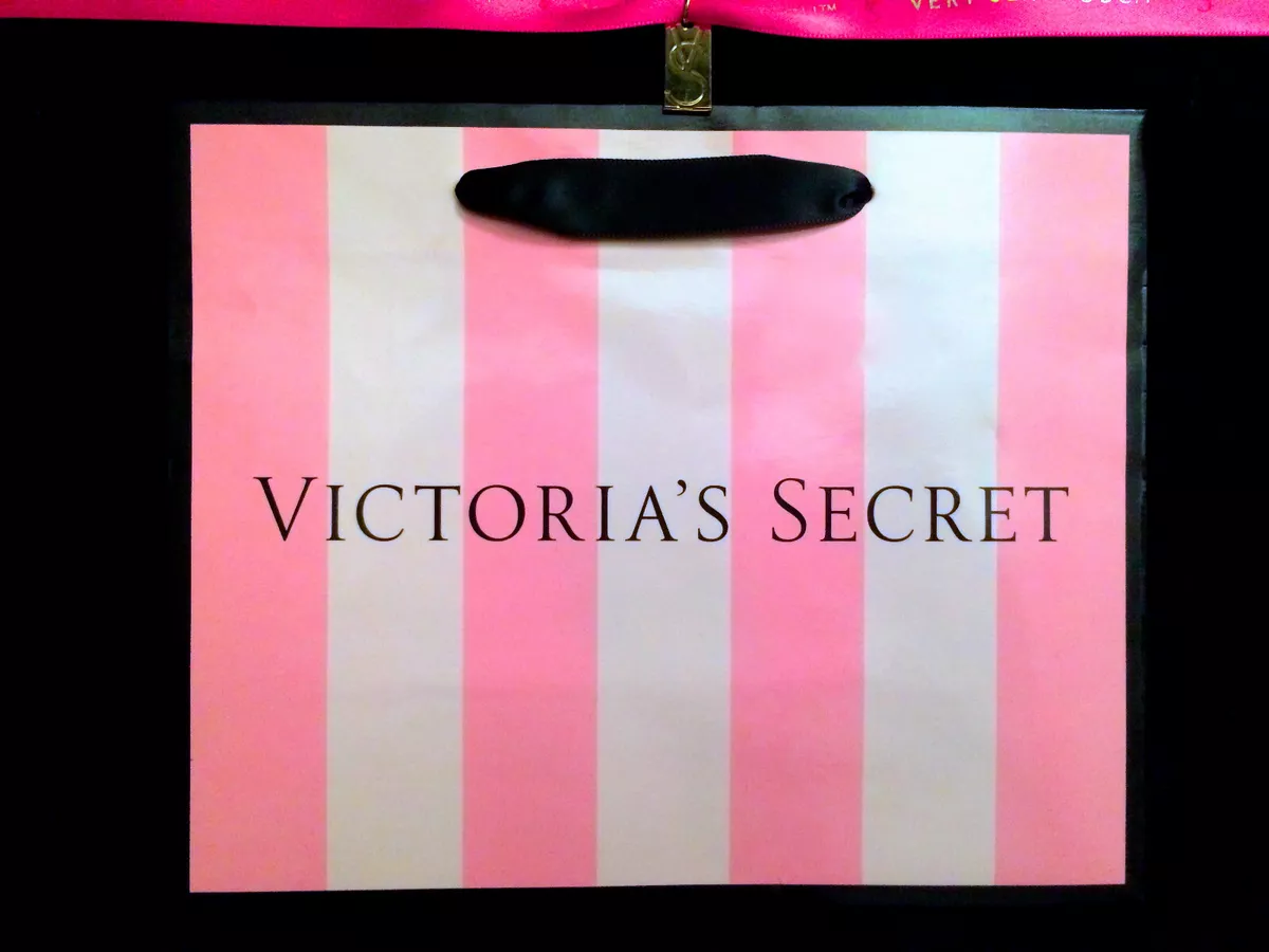 Pink Striped Victorias Secret Shopping Bag Stock Photo - Download