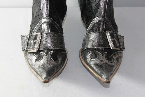 FRU.IT All Leather Black and Silver Sharp Boots T36.5 TBE - Picture 8 of 11