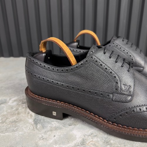 Abito Louis Vuitton Derby stringato grigio pelle taiga 9,5 LV 10,5 US 43,5 EUR - Foto 11 di 24