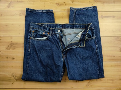 Levi's 505 Jeans Men's Size 38x30 Zip Fly Blue Distressed Wear - Picture 4 of 11