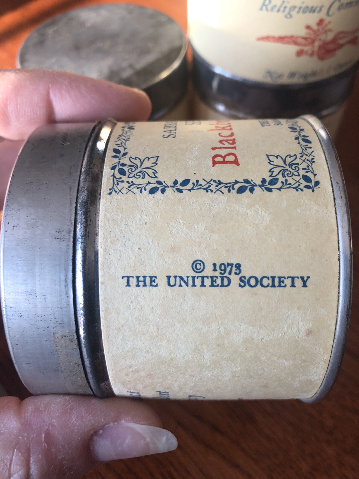 Vintage 1973 The Sabbathday Lake Shakers Maine Lot Of 4 Tea Tins Full