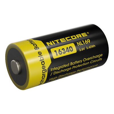 ~NEW~ Nitecore NL169 950mAh Rechargeable 16340 / RCR123A Battery