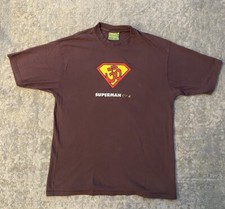 Vintage Tantra India Brand Superman- tra TShirt Cotton Brown Medium