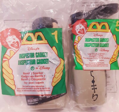 Y2K 2 Inspector Gadget McDonalds Happy Meal toy #1 #5 Narvik Sparkler Head 1999