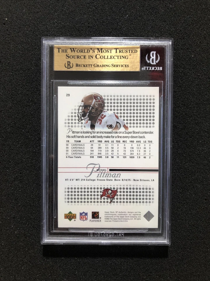 2002 Upper Deck SP Authentic MICHAEL PITTMAN #29 BGS GRADED 9.5 💎 GEM MINT 💎 - Image 2 of 2
