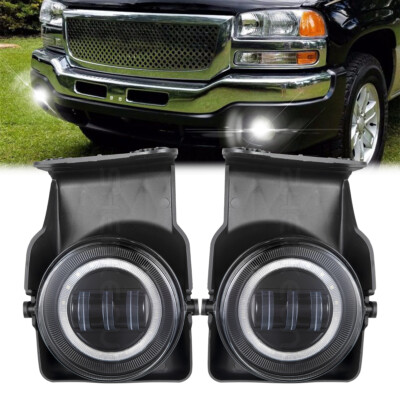 Pair LED Bumper Driving Fog Lamps White for 2003-2006 GMC Sierra 1500/2500/3500