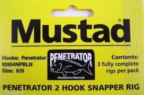 New Mustad Penetrator Snapper 2 Hook Rig X 3 Rigs - 8/0 - Picture 2 of 4