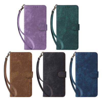 Strap Leather Wallet Phone Case For iPhone 16 15 14 13 12 11 Pro Max XR 7 8 SE