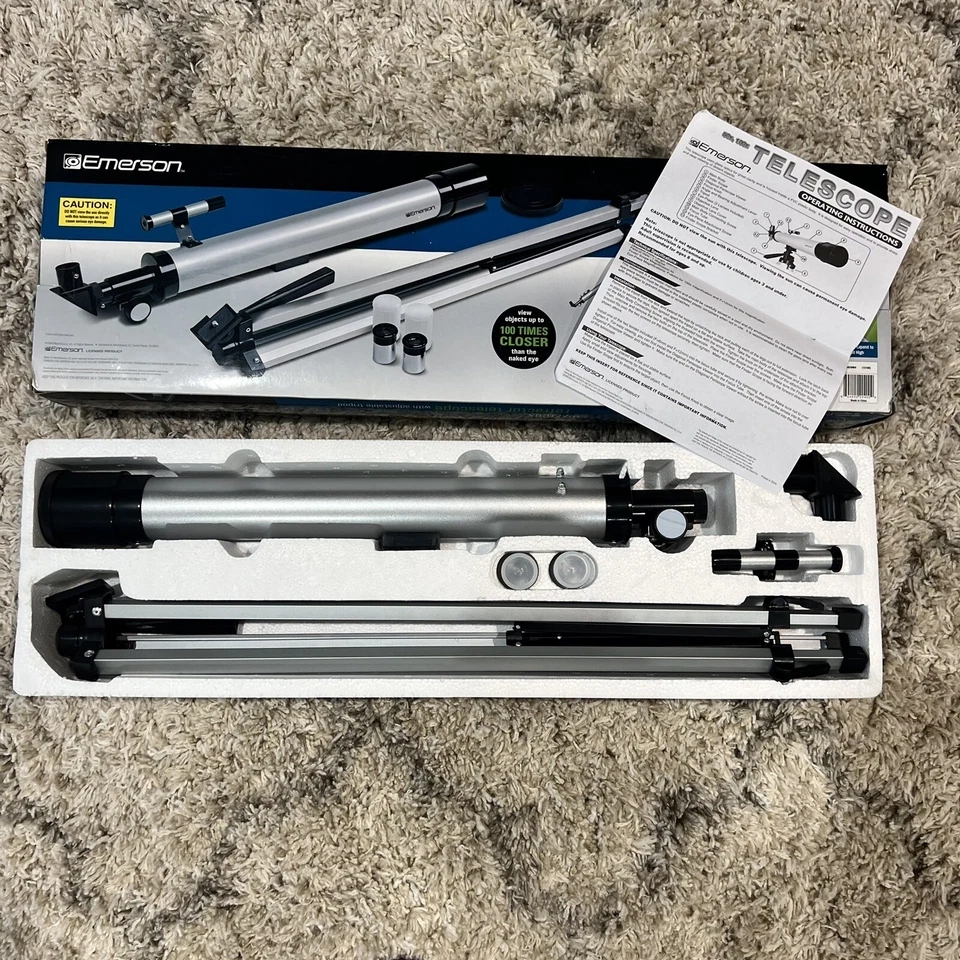 Emerson 50x / 100x Refractor Telescope w/ 4ft Adjustable Tripod NEW OPEN BOX! - Image 3 of 3