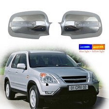 Chrome Car Door Mirror Covers With Led Light Trim For Honda Cr-v Crv 2002 - 2006