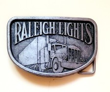Raleigh Lights Belt Buckle Semi Truck 18 Wheeler Vintage Free Shipping