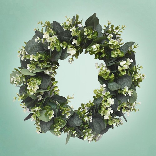 11.8'' Artificial Eucalyptus Greenery Wreath, Spring Wreath for Front Door - Picture 4 of 11