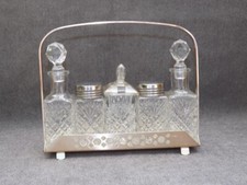 Gew&uuml;rzmenage, Glas & Metall, Salz Pfeffer Essig &Ouml;l Senf vintage shabby