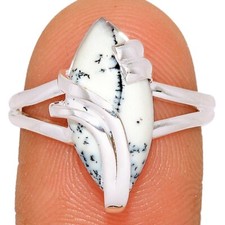 Merlinite Dendritic Opal 925 Sterling Silver Ring - Size 8.5
