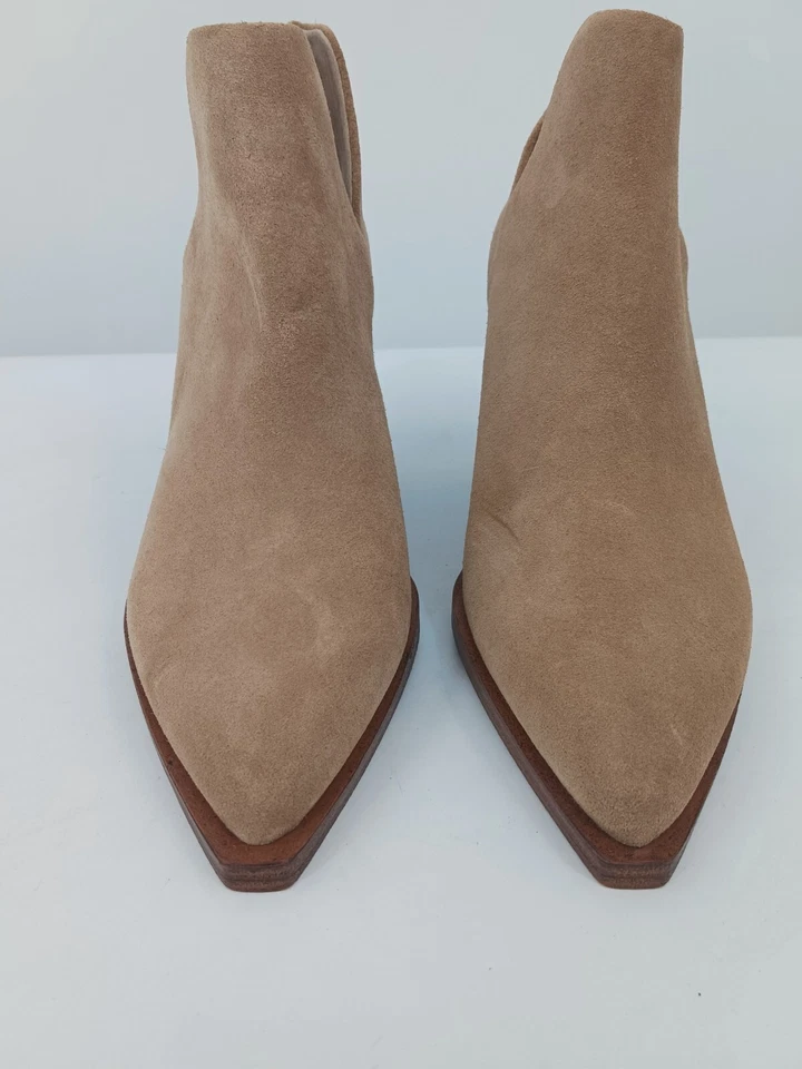 Vince Camuto Mujer Bota Tostada 6 Botín Cuero Apilado Medio Tobillo Tirar Bibestie Foto 3 de 4