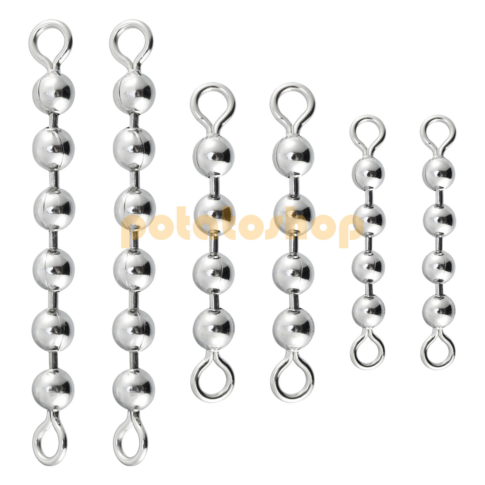 20/60/100pcs Bead Chain Fishing Swivels 3-6 Balls Stainless Steel