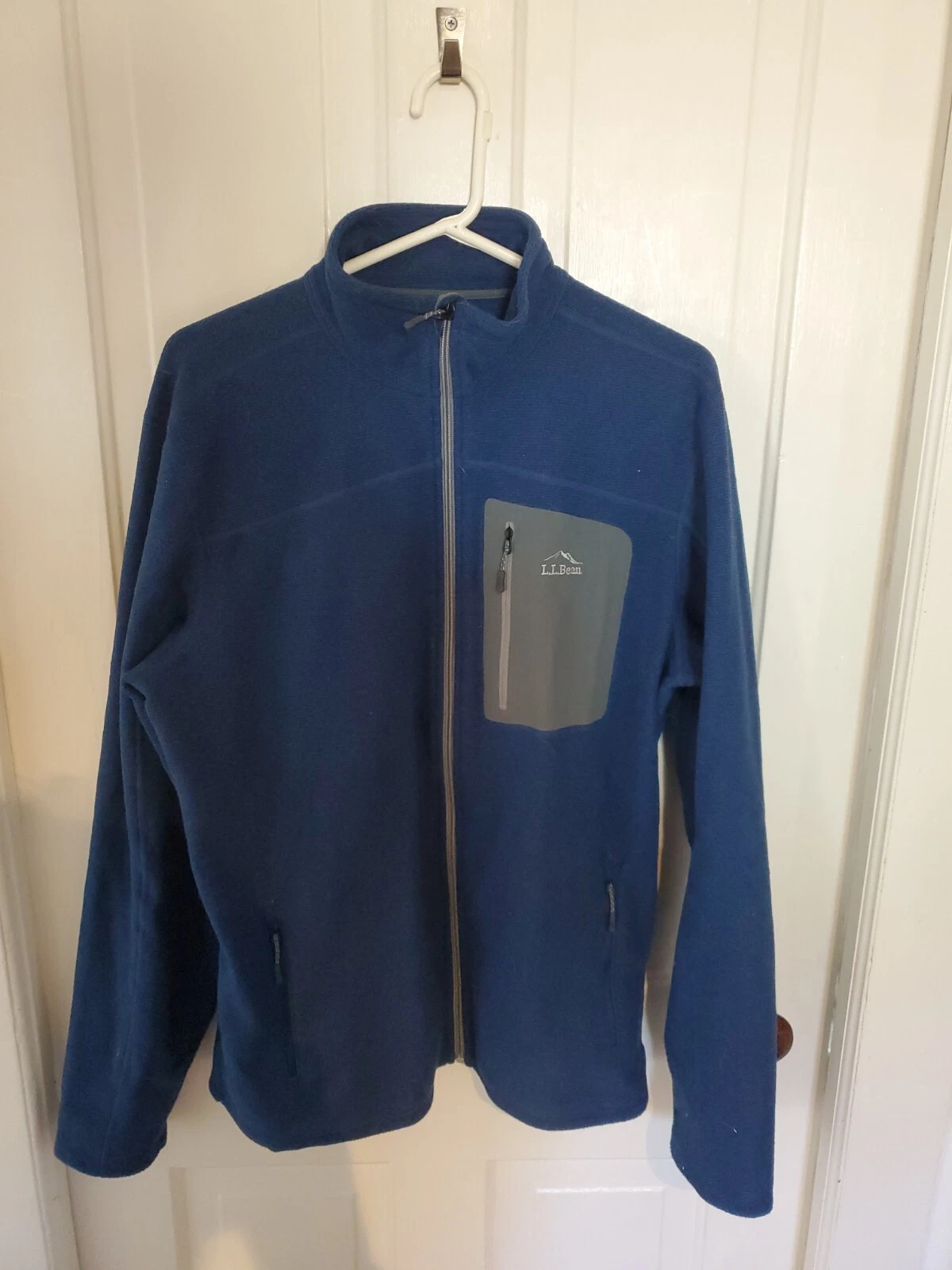 L.L. Bean Full Zip Fleece Jacket Mens large Reg Slightly Fitted 502814 blue gray