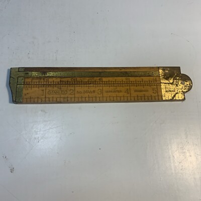 Vintage STANLEY No. 36 1/2 R Boxwood & Brass Folding Caliper 12'' Rule 
