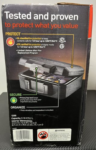 SentrySafe Fireproof Box with Key Lock & Carry Handle #1200 - Small Chest Vault - Picture 3 of 7