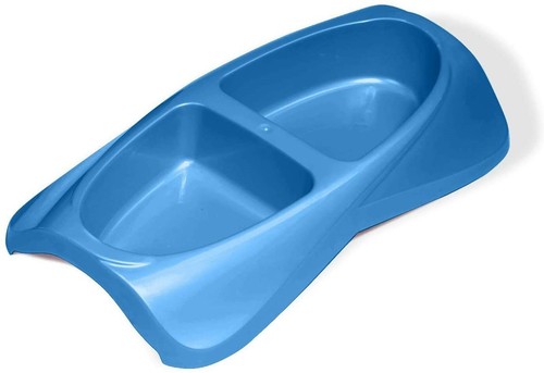 Double Cat Bowl Pet Supplies Dog Food Water Dish Feeder Plastic Blue Small 8 Oz