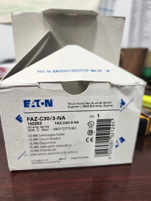 Eaton NNB FAZ-C30/3-NA Miniature Circuit Breakers (MCBs) FAZ 3P 30A 480V 50/60Hz