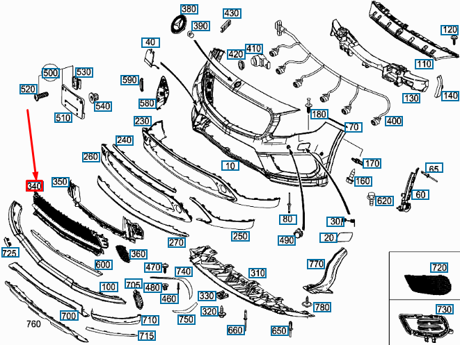 MB GLA X156 AMG Front Bumper Central Lower Grille A1568851901
