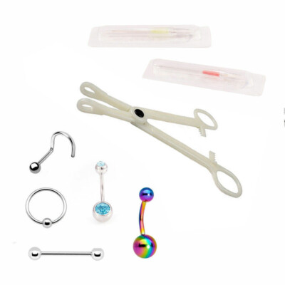 Piercing Kit Cannula Needles 8 Parts Belly /Tongue/ Nipple and Nose