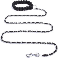 Chew Proof Chain Dog Leash 5.5Ft Heavy Duty Dog Leashes Metal Pet Chain Lead wit