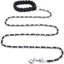 Chew Proof Chain Dog Leash 5.5Ft Heavy Duty Dog Leashes Metal Pet Chain Lead wit
