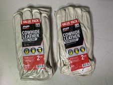 (4 Pair) PIP Pro Safety Men's Cowhide Leather Work Gloves - Size Large