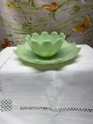Vintage Fire King Jadeite Lotus Plate and Bowl Green