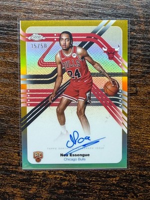 2025-26 Topps Chrome Noa Essengue RC Rookie Next Stop Auto Gold Refractor 35/50