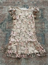 Anthropologie Eva Franco Embroidered Tulle Flower Petal Pink Size 2
