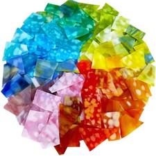 Litmind 2.2Lb Irregular Stained Glass Scraps Mottled Opal Rainbow Mix Colorful