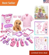 Toy Doctor Kit for Girls, Pretend Play Toy Doctor Set with Dog , Carrying Bag...