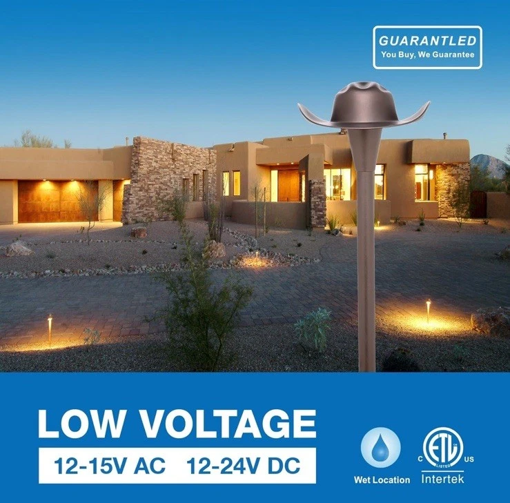 Nuevo paquete de 6 luces de camino de bajo voltaje de 3 CCT, LED diseño de sombrero de vaquero de camino de paisaje Foto 2 de 4